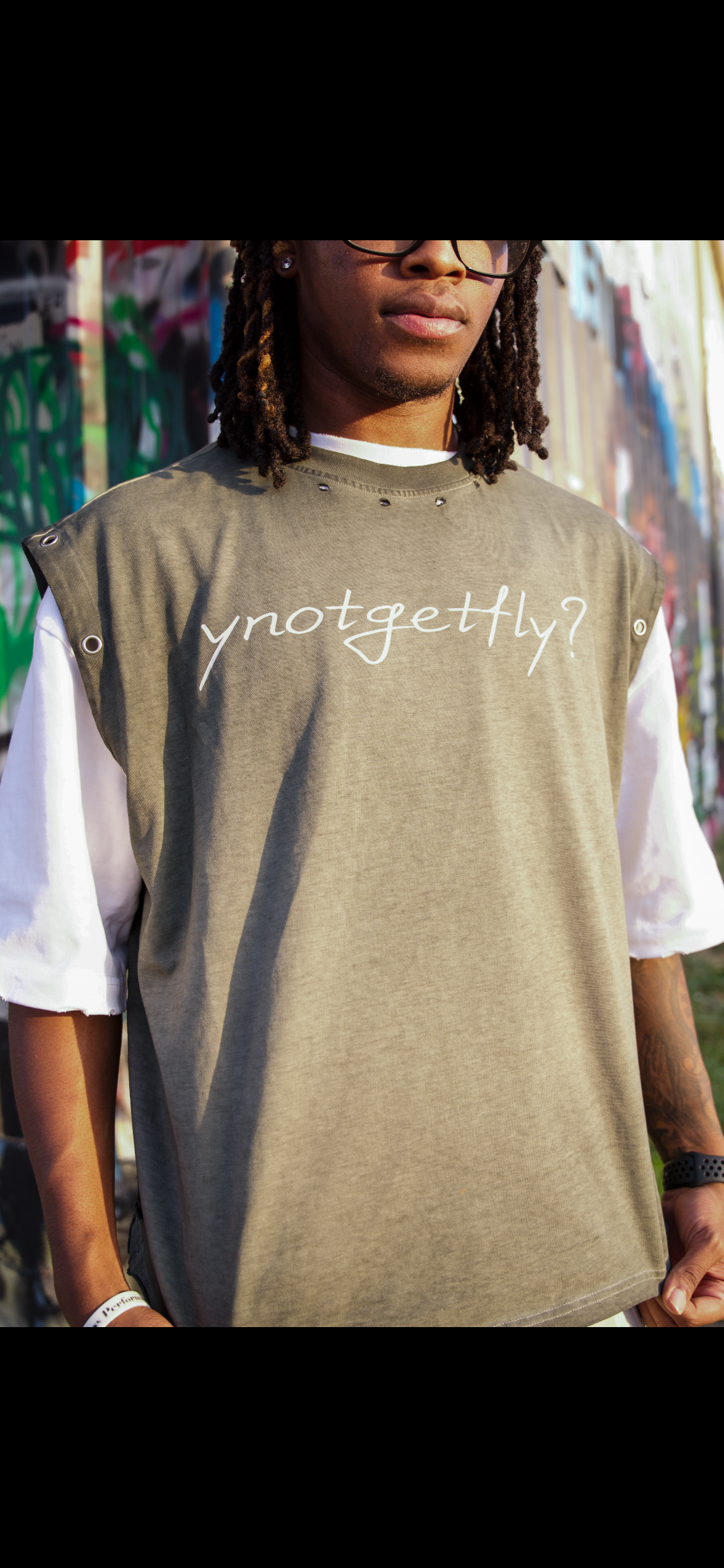 UFLY Distressed Charcoal Grommet Muscle Tee